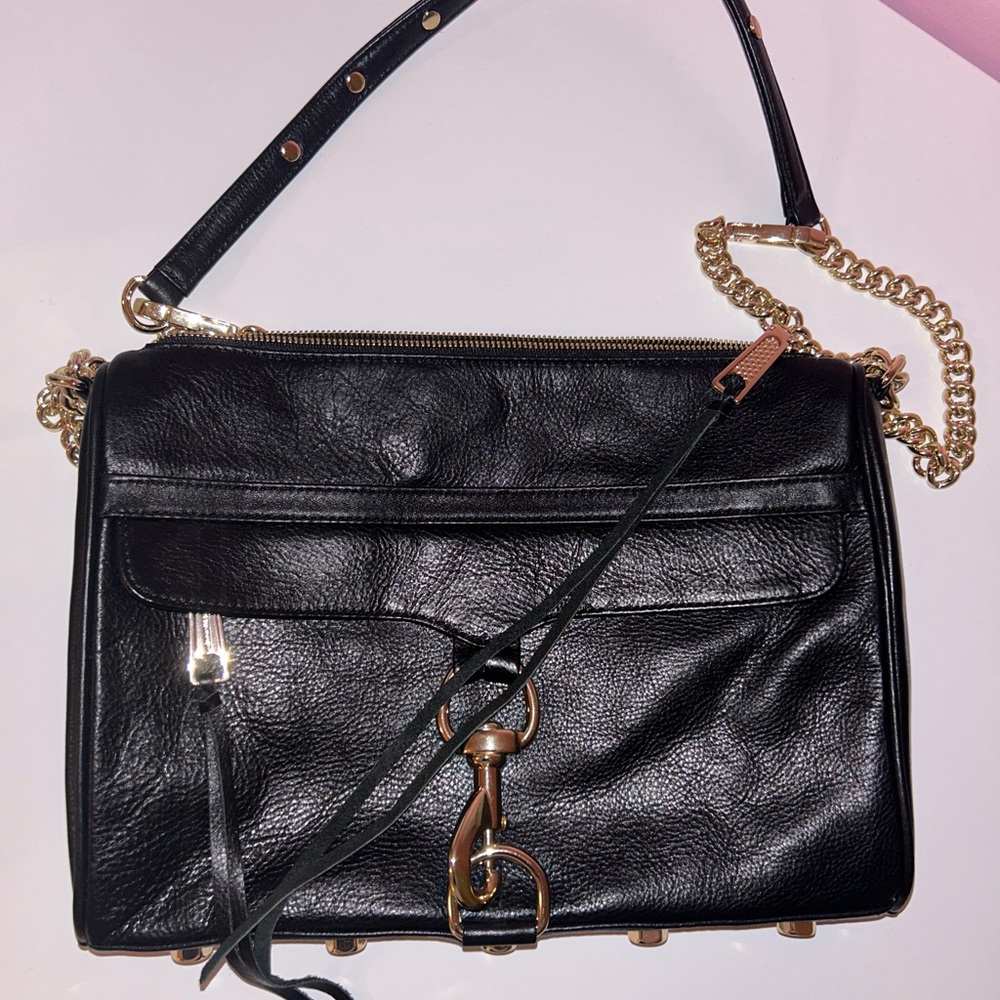 Rebecca Minkoff Black and Gold M.A.C. Crossbody bag